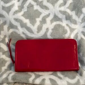 EUC HOBO Red Leather Zip Around Wallet